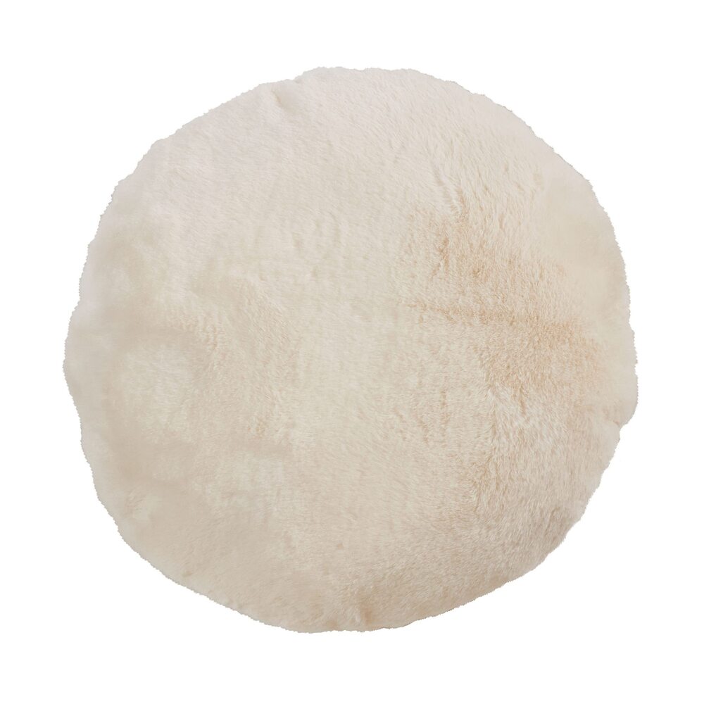 3286 Collection Faux Rabbit Fur Throw Pillow, 16", Ivory